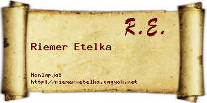 Riemer Etelka névjegykártya